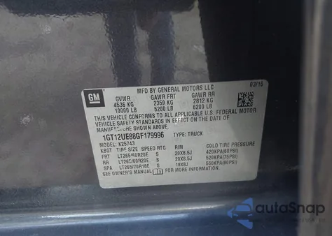 2016 GMC Sierra 2500Hd Denali z USA, uszkodzony, nr VIN 1GT12UE88GF179996